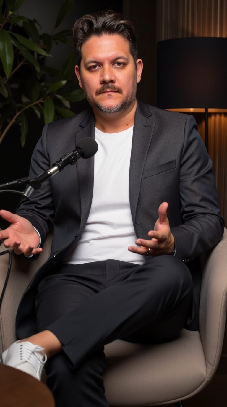 Thiago Hatore gesticulando durante uma conversa gravada, explicando o método.